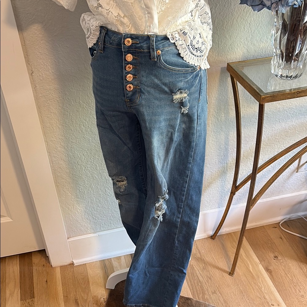 Women's Blue Distressed Jeans